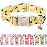 Babole Pet Bee &amp; Daisy Dog Collar for Puppy Small Dogs - Spring/Summer Cartoon Yellow Dog Collars, Lightweight Adjustable Male Female Dogs Collars with Quick Release Buckle XS