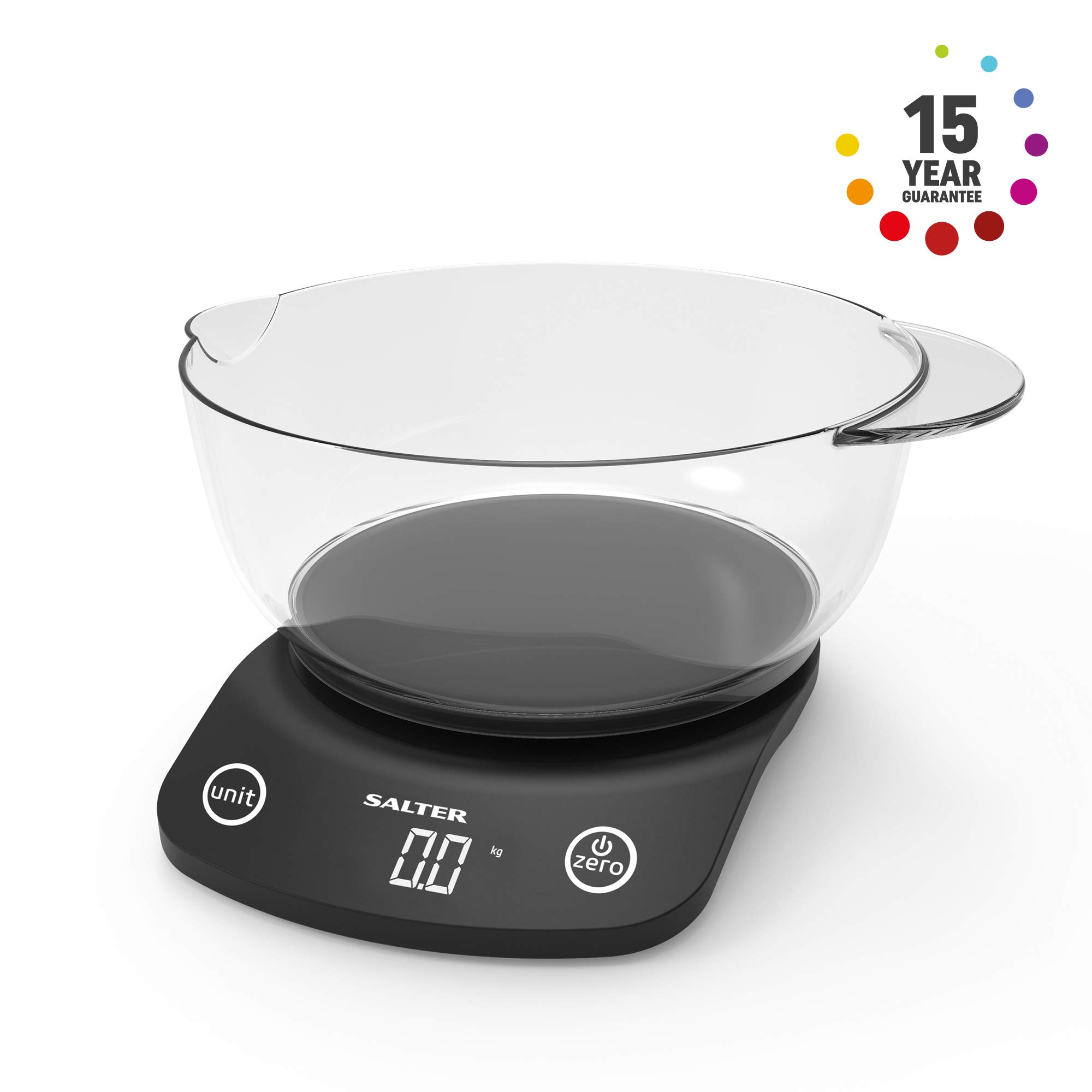 Salter Digital Kitchen Scales 1 8 Litre Pour Mixing Bowl Jug Perfect For Cooking Baking Electronic Food Liquid Weighing Easy Read Display Metric Imperial 15 Year Guarantee Black Buy