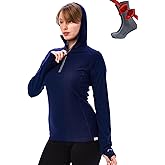 Merino.tech Merino Wool Hoodie Women - Slim Fit 100% Merino Wool Base Layer Women Half Zip Thermal Long Sleeve Shirt