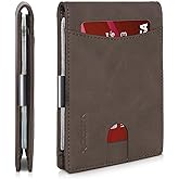 RUNBOX Slim Money Clip Wallets for Men RFID Blocking 11 Card Holder Minimalist Small Leather Bifold Men's Front Pocket Wallet Gift Box