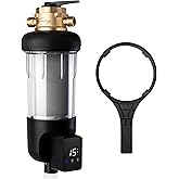 iSpring WSP50ARJ-BP Whole House Prefilter, Spin-Down Sediment Water Filter with Bypass, Upgraded Clear Housing, Jumbo Size, Flushable and Reusable, Touch-Screen Auto Flushing, 4 Modes, 50 Microns