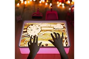 ATMINI Light Table for Kids-Sand Painting Light Box Sand Art Kits Light Table Toys for Boys and Girls, 16" (Pink)