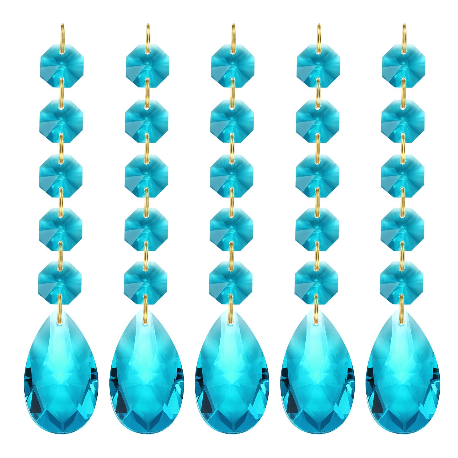 PATIKIL Teardrop Crystal Chandelier Pendants Beads, 5 Pack 135mm Length 38mm Chandelier Prisms Parts Ornaments Hanging Beads for DIY Arts Crafts Decoration, Navy Blue
