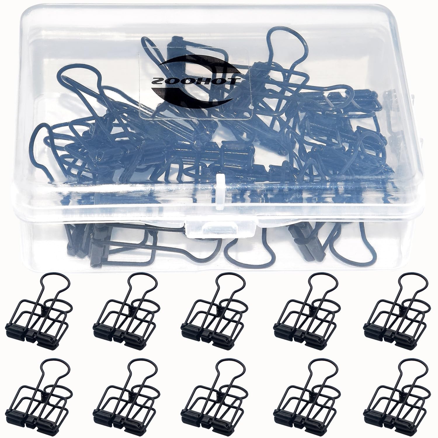 Zoohot Stainless Steel 15 Pcs Binder Clips - Black