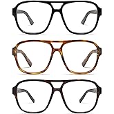 AMOMOMA 3 Pack Oversized Aviator Spring Hinge Reading Glasses for Women Men,Retro Blue Light Computer Reader Frame AM6081