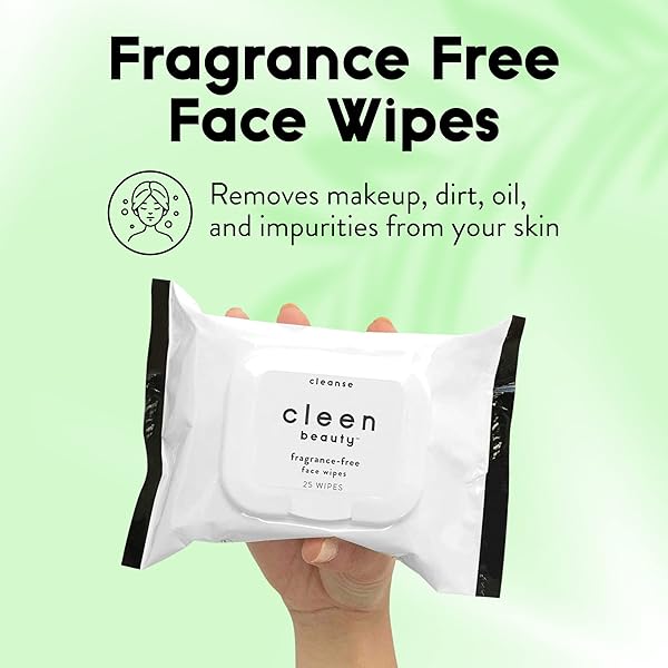 CLEEN BEAUTY FRAGRANCE FREE FACE WIPES | SOOTHING AND MOISTURIZING MAKEUP REMOVER WIPES WITH ALOE VERA | BIODEGRADABLE MAKEUP WIPES WITH ALOE VERA | MAKEUP REMOVER PADS – PARABEN FREE | 25 COUNT