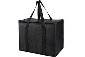 musbus 2 pack Additional Bottom Plate Black Insulated Grocery shopping bag, Delivery,pizza,reusable bags, Sturdy zipper,Collapsible,tote,cooler,thermal,Beach,waterproof heavy duty