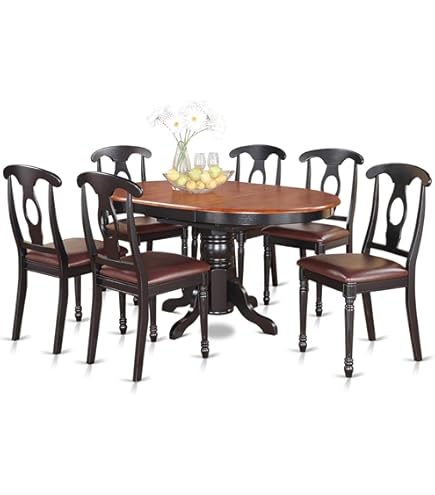 East West Furniture Set Sala Da Pranzo 5 Pezzi - Tavolo Allungabile E 4 Sedie - Legno Ciliegio E Nero