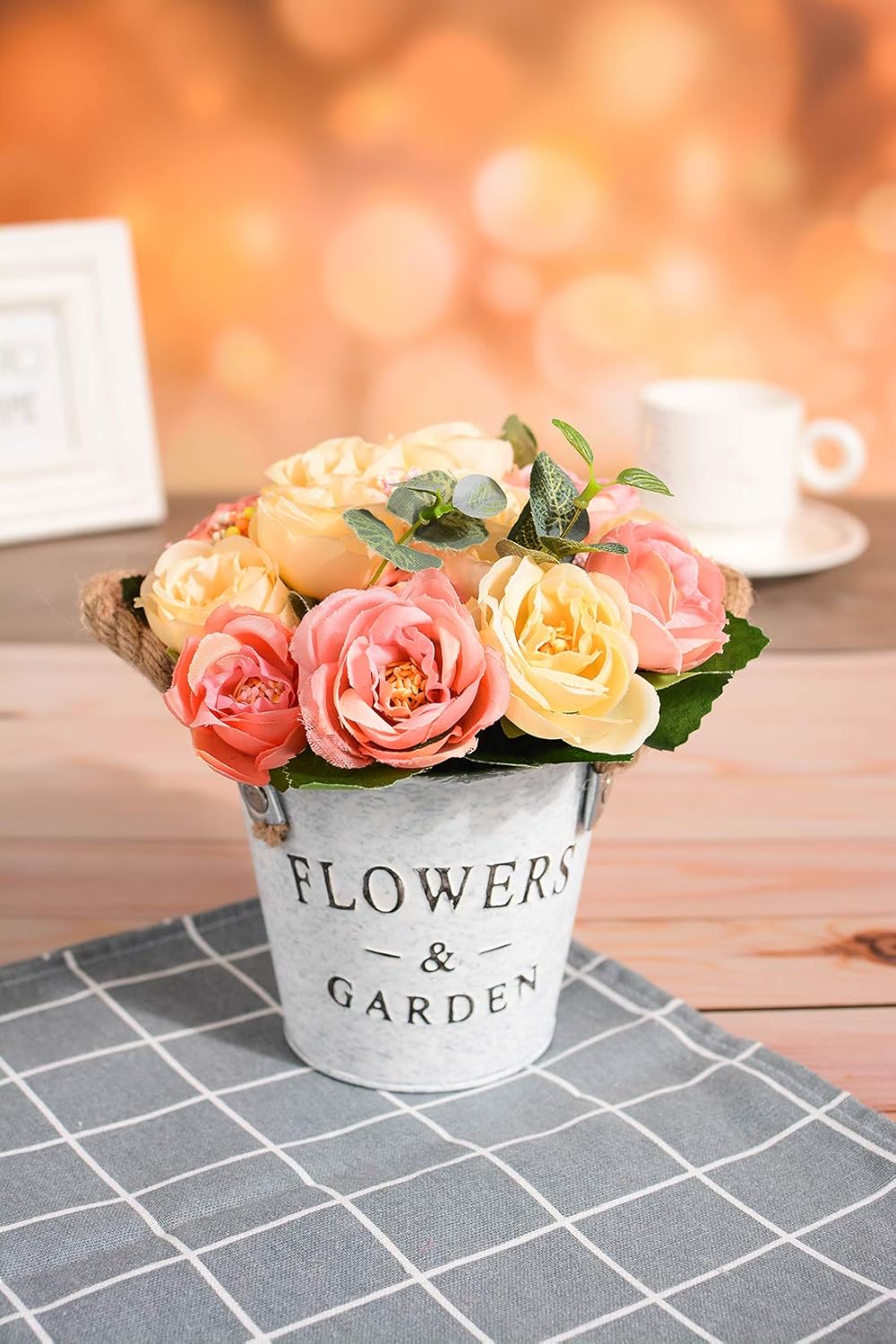 Artificial Flowers Charmly Artificial Flowers Potted European Style Design Silk Camellia Arrangements Bonsai House Office Restaurant Table Centerpieces Windowsill Decor Camellia Pink Home Kitchen