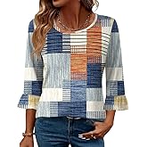 Blingfit Womens Tops 3/4 Length Sleeve Dressy Casual Shirts Bell Sleeve Front Pleated Fasion Trendy Summer Blouses 2026