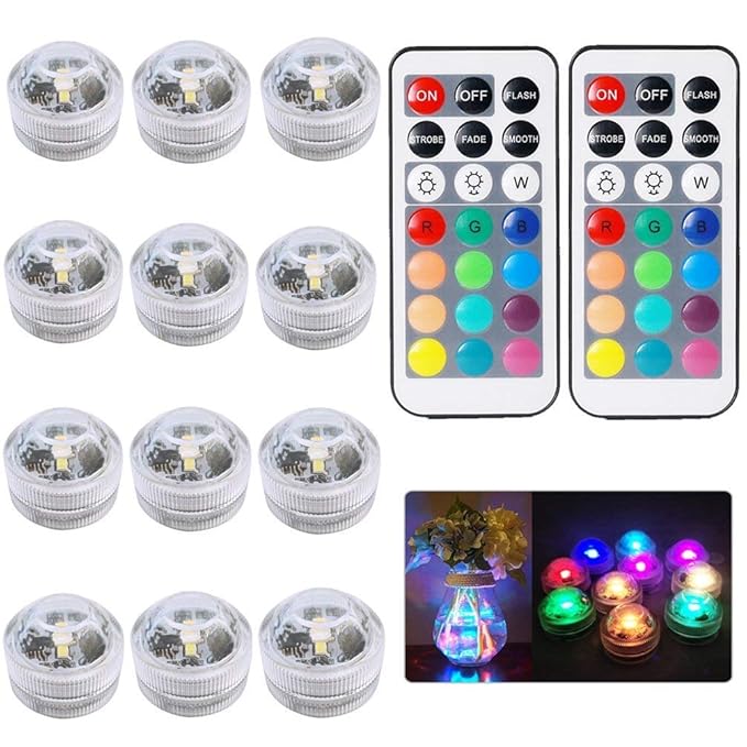 12stk RGB Unterwasser LED Leuchten Unterwasser led Lichter,Mehrfarbig wasserdichte Unterwasser beleuchtung SMD 3528 RGB Stimm