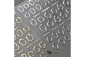 NAMREC Silver Gold Nail Art Stickers Decals 5D Embossed Self Adhesive Nail Decals for Nail Art Silver Gold Irregularity Nail Stickers for Women Gold Nail Art Design for DIY Manicure Decoration