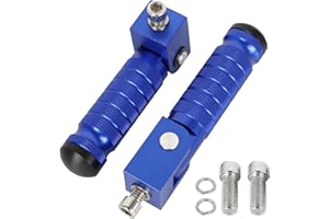 MOCODUO Motorcycle M8 Universal Foot Pegs, CNC Foldable & Anti-Skid 90 Degree MotorBike Pegs Fits for Super 73 Yamaha Honda Suzuki Aprilia Electric Car Motorbike Scooter Mini Bike Ebike Dirt Bike Go Kart Blue