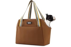 NOBLE DUCK Small Dog Carrier Purse with Pockets, Portable Small Dog/Cat Soft-Sided Carrier with Adjustable Safety Tether, Versatile Pet Carrier Tote for Subway/Shopping/Hiking/Traveling (Khaki)