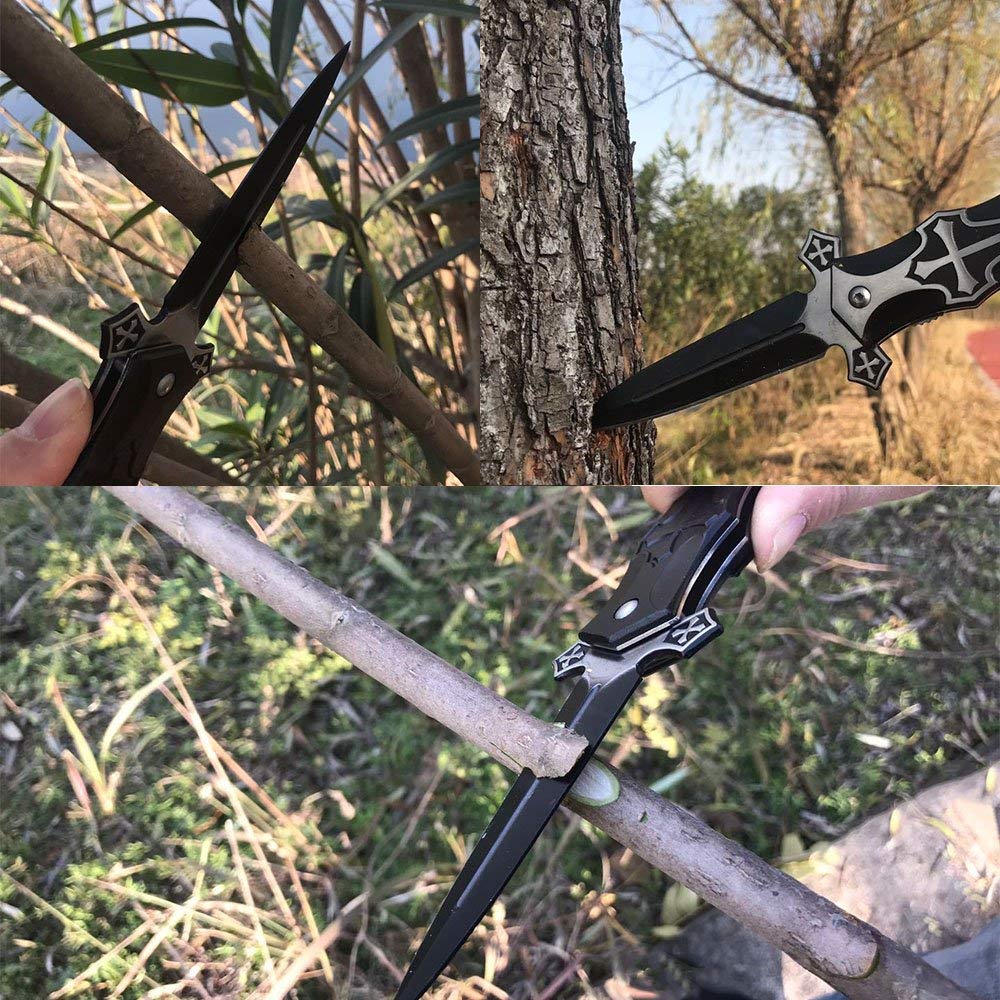 RAN-SHA Navaja Plegable Supervivencia Caza Profesional, Cuchillo Plegable con Hoja de Enchapado de Titanio, Adecuado para Senderismo Montañismo Aventura Actividades al Aire Libre