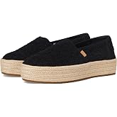 TOMS Women's Valencia Platform Espadrille, Black Crochet Lace, 9.5 | Platform espadrille with 1.5" woven heel, textile upper and lining, CloudBound insole for all-day comfort, casual fun look