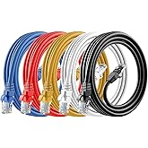 Cat6 Ethernet Cable, 5-Pack 10ft in Multi-Color, Cat 6 Cable RJ45, LAN, 24AWG UTP, Network, Patch, Internet Cable (10 feet, 5