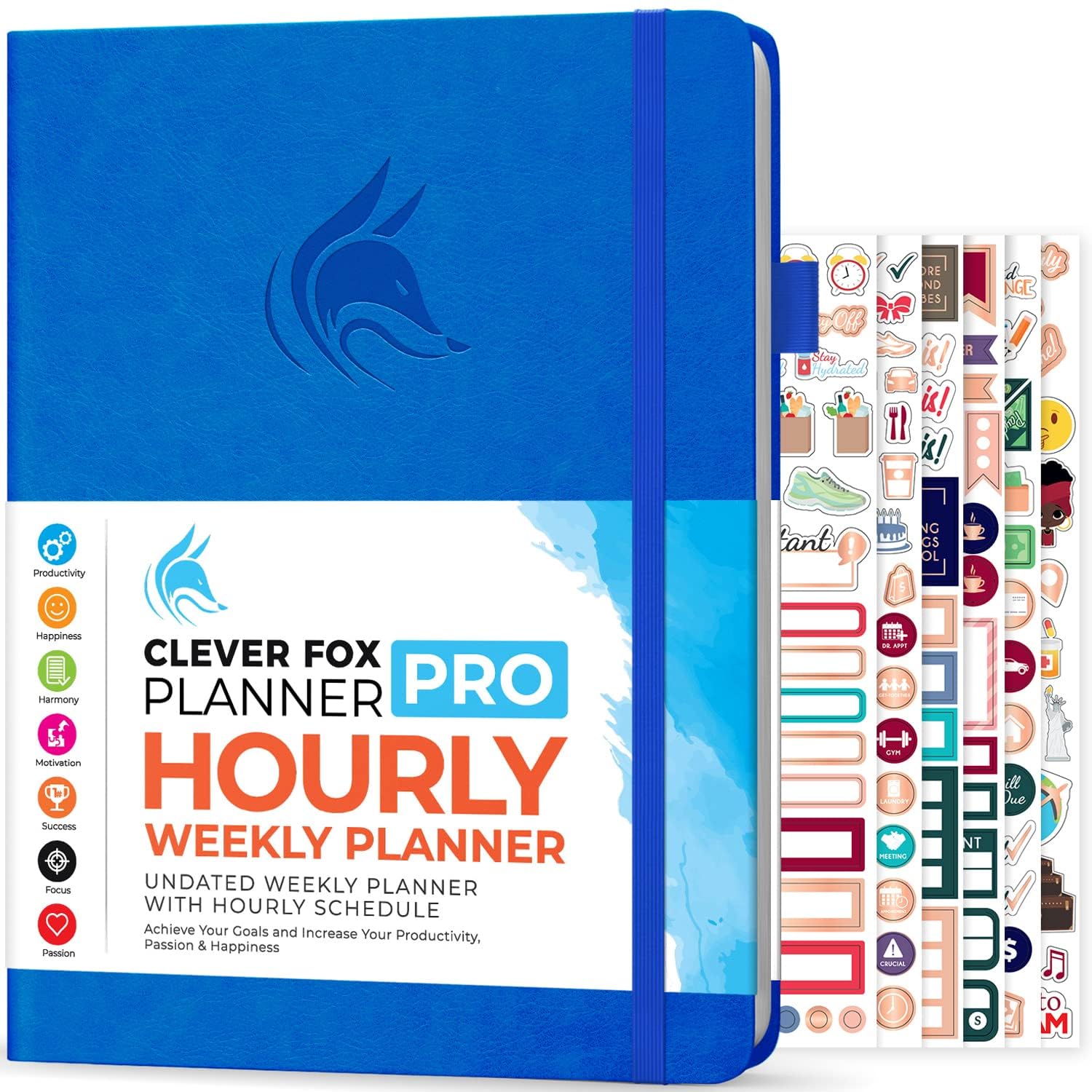Clever Fox Planner PRO Schedule – Undated Weekly & Monthly Life Organizer with Time Slots & Daily Appointment Book, A4 (Blue)