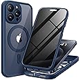 TIESZEN Magnetic for iPhone 15 Pro Max Case, Compatible with MagSafe, Built-in Privacy Screen Protector and Camera Protection, Anti Spy Full Body Dustproof Shockproof Hard Phone Case 6.7", Dark Blue