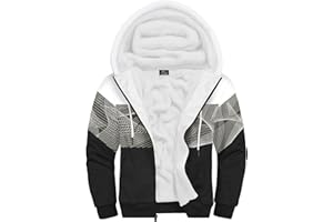 WENTTUO Flannel Hoodies for Men Heavyweight Fleece Sweatshirt Full Zip Up Thick Sherpa Lined Jacket