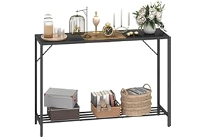 LAATOOREE Console Table, 41.7" Industrial Entryway Table with Shelf, Narrow Sofa Table for Hallway, Entrance Hall, Foyer, Corridor, Living Room - Wood Look Metal Frame