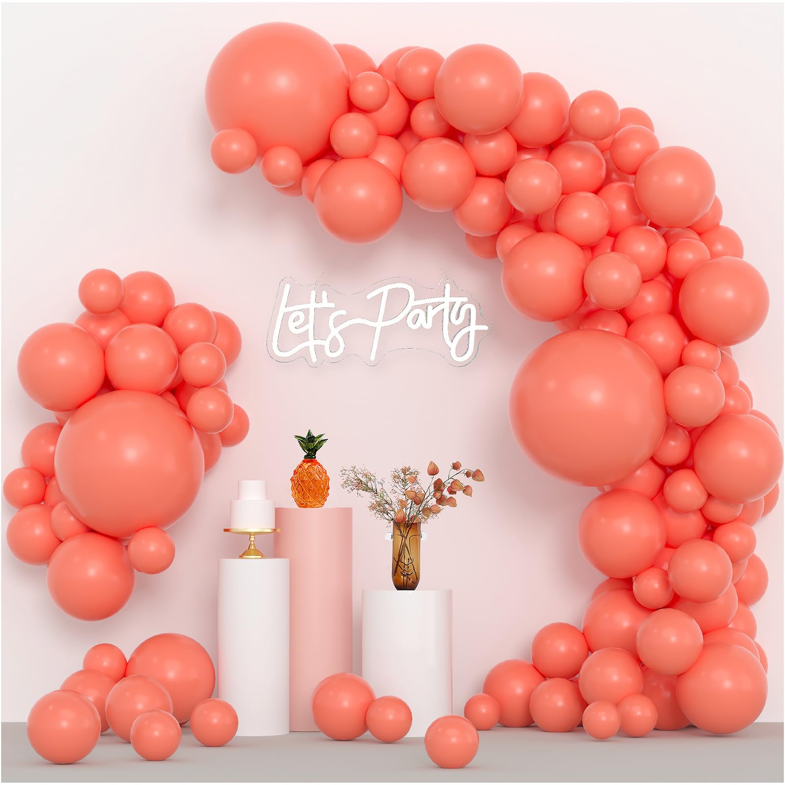 View 1 of Coral Balloon Garland 83pcs 18/12/10/5 Inch Different Sizes Coral Color Peach Balloons Arch Kit for Girl Wedding Baby Shower Birthday Party Decorations