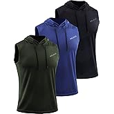 Neleus Men's Workout Tank Tops 3 Pack Sleeveless Running Shirts with Hoodie
