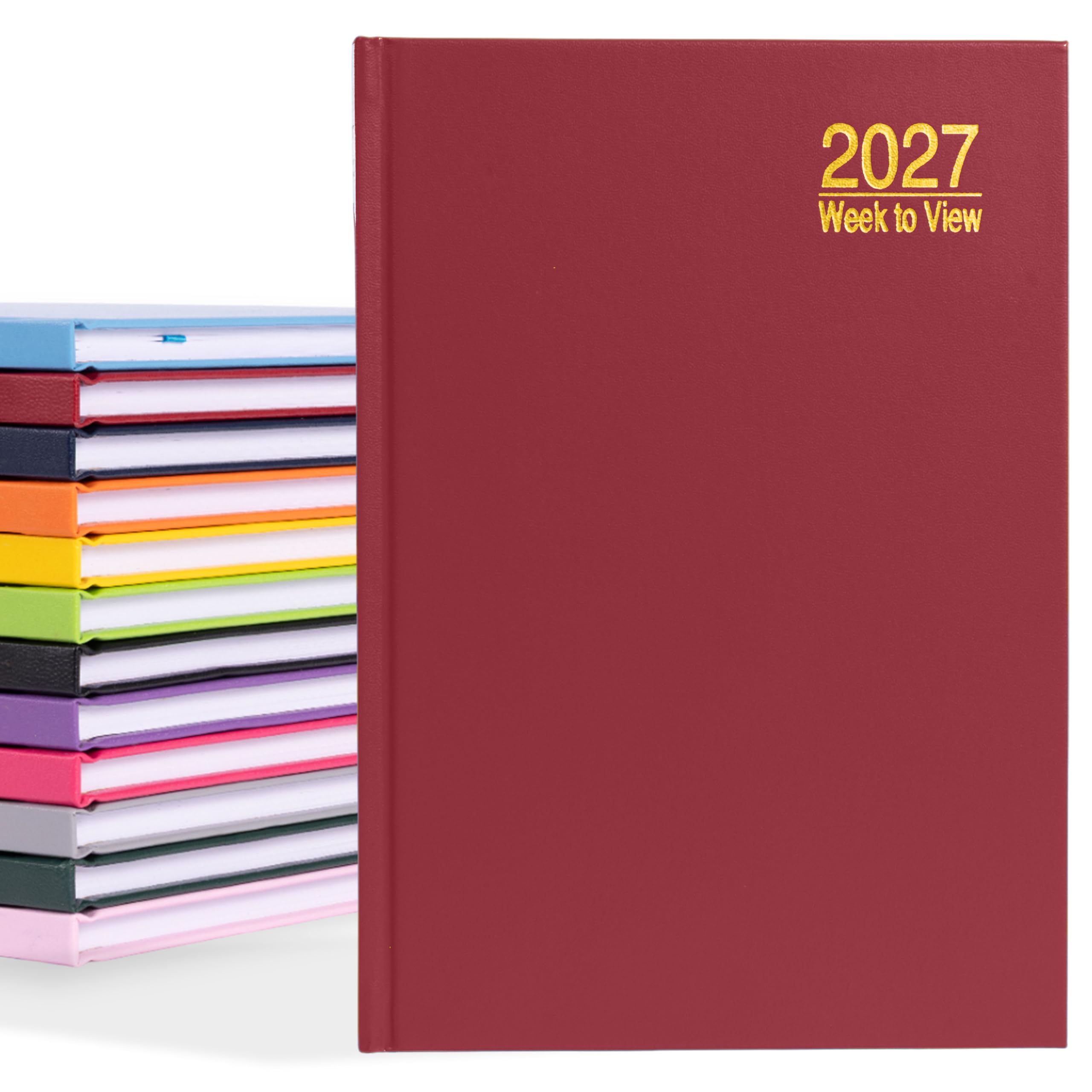 evelay 2027 Diary A5 Week to View - Hardback Planner Organiser Journal with Ribbon Marker - Ideal for Work, School & Personal Planning (A5, Red)
