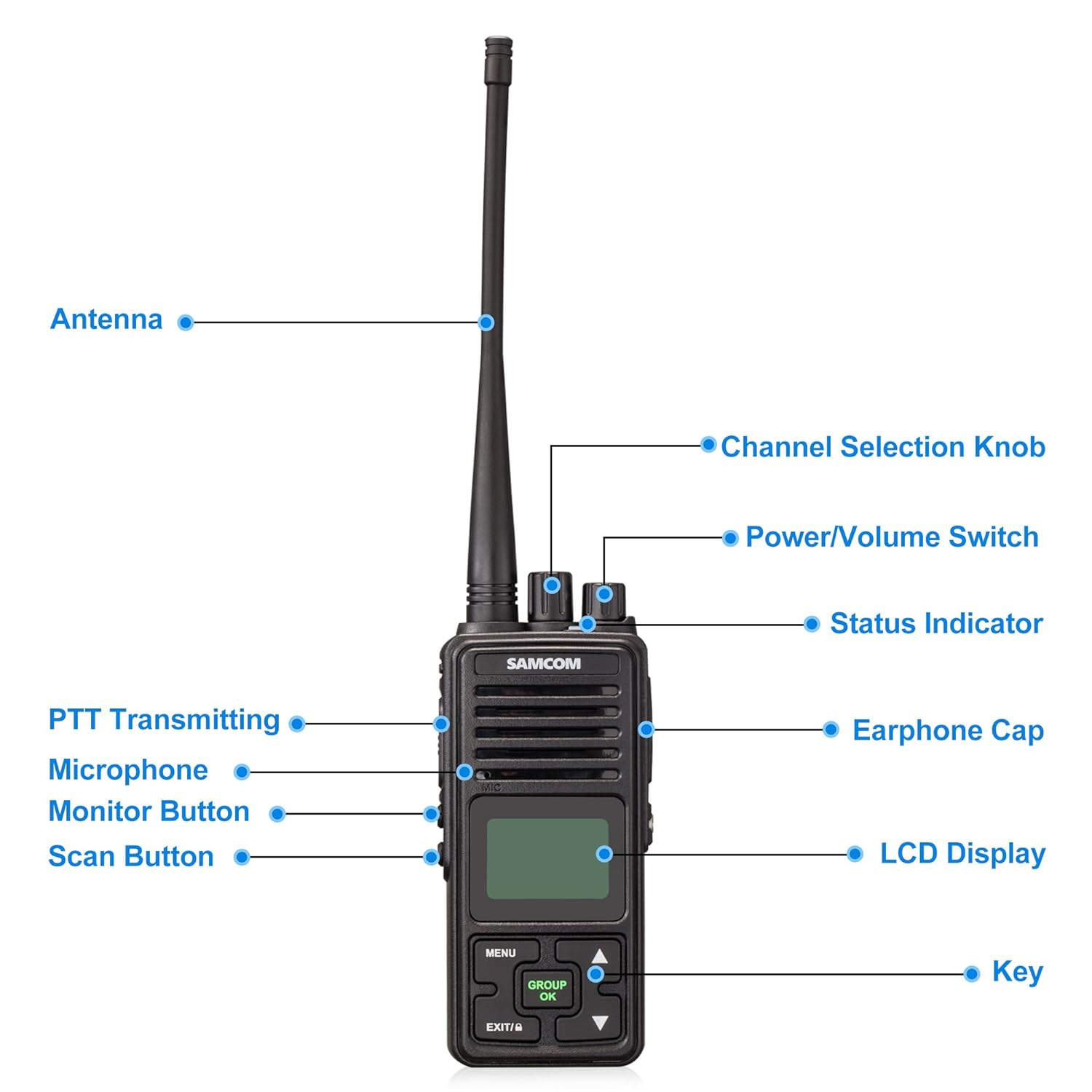 FPCN10A Walkie Talkie 20 Channels Wireless Group Button