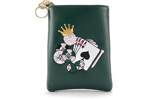 CROWNBLANKS PINKTEE Golf Valuables Pouch Funny Golf Accessories Bag with Zipper Master Green Premiun Leather Golf Tee/Ball Pouch for Women Men (CASINO QUEEN, Pink stripe)
