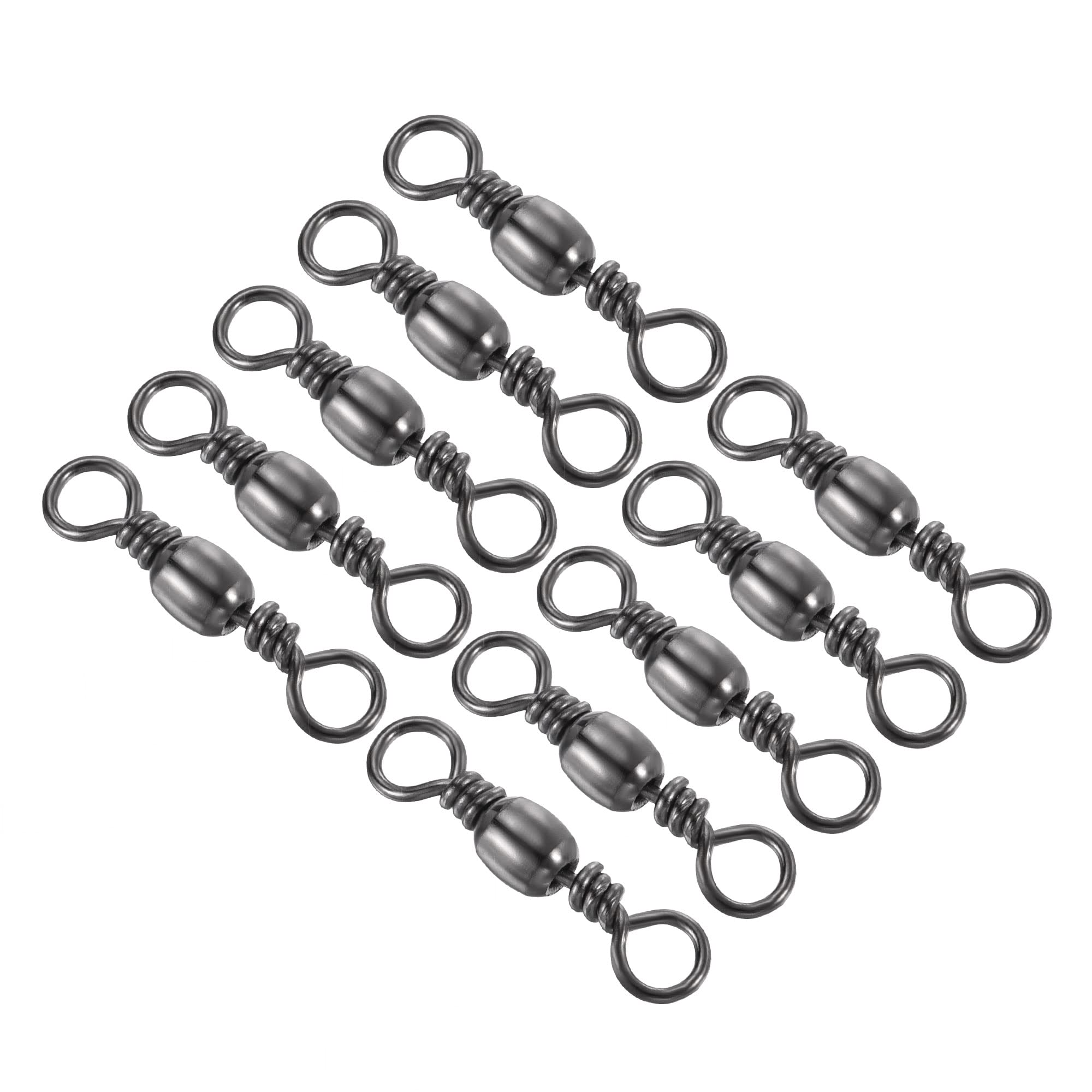 PATIKIL Fishing Barrel Swivels, 50Pcs 99LBS Stainless Steel Solid Ring Terminal Tackle for Saltwater Freshwater Fishing, Black
