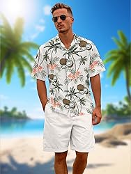 Hawaiian Shirts for Men Summer Beach Casual Short