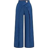 winkbay Women's Wide Leg Dress Pants Elegant High Waisted Asymmetrical Business Casual Trousers