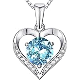 Blahanna Heart Moissanite Birthstone Necklaces Anniversary/Birthday/Best Friend/Girlfriend/Wife Gifts for Her 925 Sterling Silver Pendant Necklace for Women