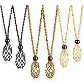 LERSUSI 6 PCS Crystal Cage Necklace and Bracelet Cord Holder Empty Stone Holder Replacement Hand-Woven Cord with Adjustable Length