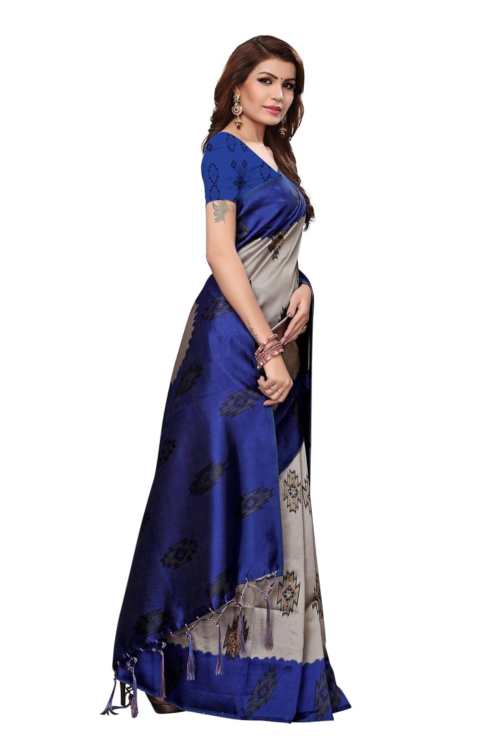anni designer art silk with blouse piece saree (free size)