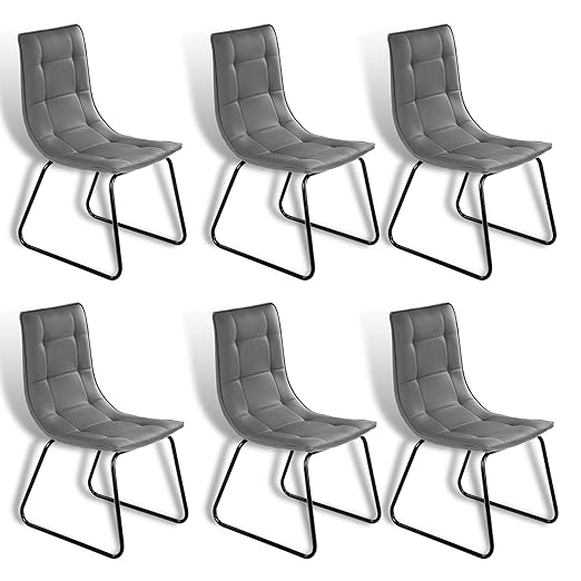 ESTEXO Retro Esszimmer Stuhl Modell Rakel Grau 6er Set