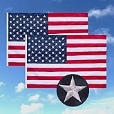 American flags for outside 3x5 (2 Pack),2 PCS 3x5 American flag outdoor Heavy Duty,Durable Nylon Reinforced USA Flag with Embroidered Stars, Sewn Stripes, Brass Grommets,All Weather United States Flag