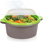 PrepSolutions Mini Microwave Steamer for Vegetable and Food Steaming | 2-Cup Capacity, Ideal for Preparing a Quick, Healthy Meal for One, Non-Stick Surface, BPA-Free and Dishwasher Safe