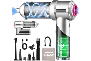 PeroBuno Car Vacuum Portable Cordless, 18000PA Suction, 3-in-1 Foldable Handheld Vacuum & Air Duster with Brushless Motor, 40mins Runtime, One-Click Dust Removal for Car Home Cleaning