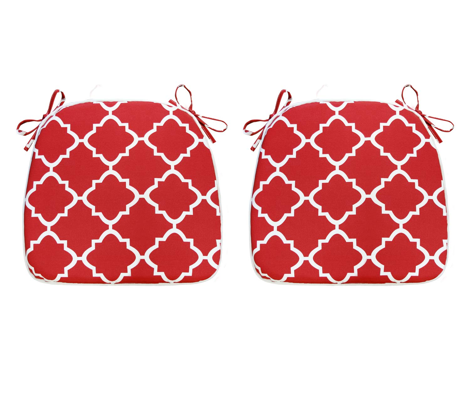 FBTS Prime Outdoor Seat Cushions Set of Patio Chair Cushions with Ties  16x17 Inch Red Geometry U-Shape Chair Pads for Outdoor Patio Furniture  Garden