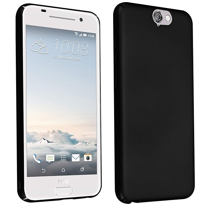 Cadorabo Hülle für HTC One A9 - Hülle in Metall SCHWARZ – Hardcase Handyhülle im Matt Metal Design - Schutzhülle Bumper Back 