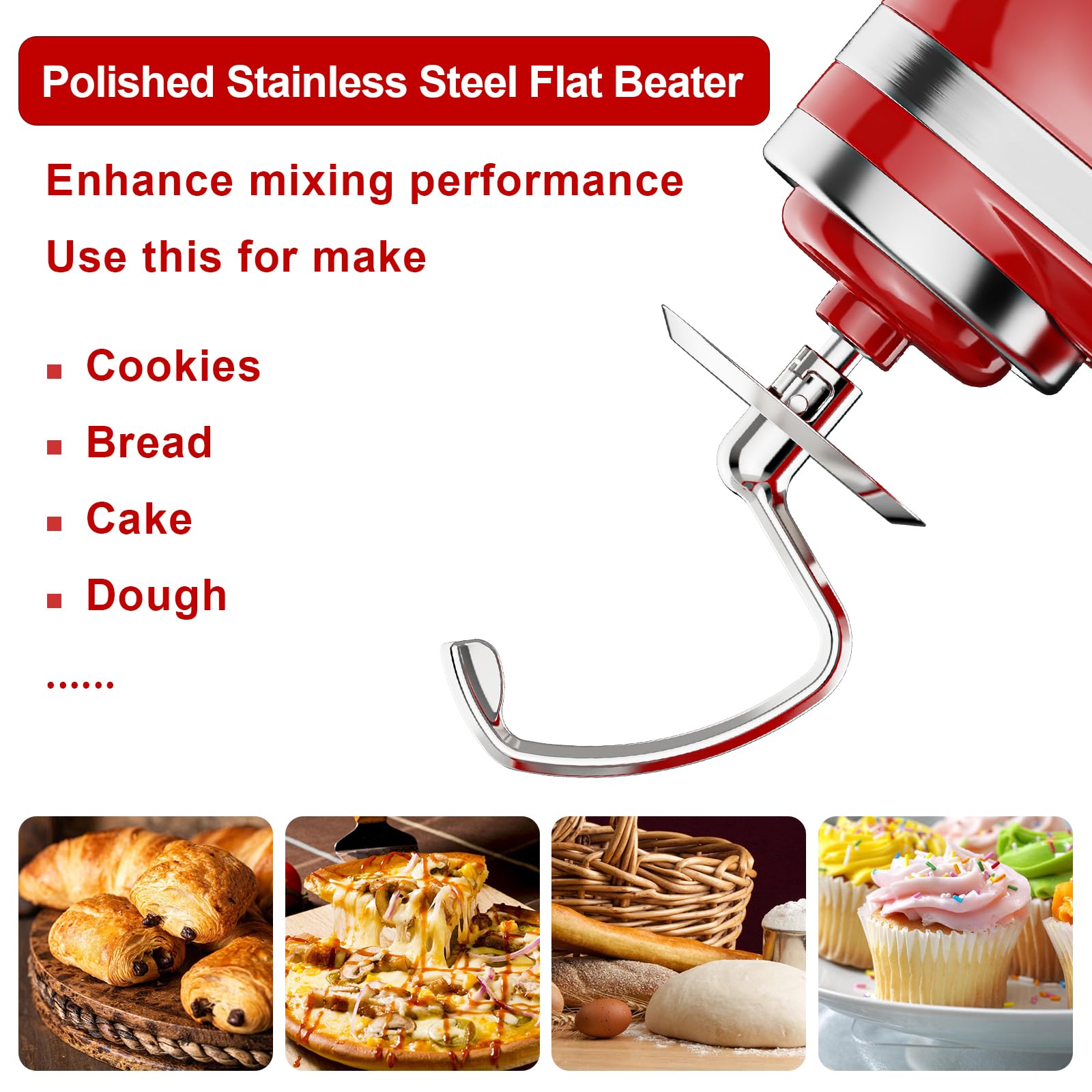 Stainless Steel Dough Hook for Kitchenaid Stand Mixer, Bread Hook for 4.5Qt -5 Qt Tilt-Head Stand Mixer, Dough Hook for Kitchenaid Mixer Attachments, Dishwasher Safe by GVODE