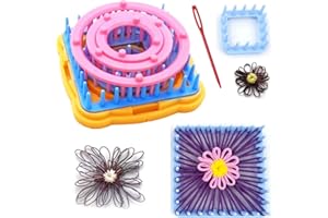 KNEWMART Weaving Loom Kit, 8pcs Flower Maker Wool Knitting Ball Maker Weaving Tools Knitting Craft Weaver Loom - with Needle (Flower Maker)