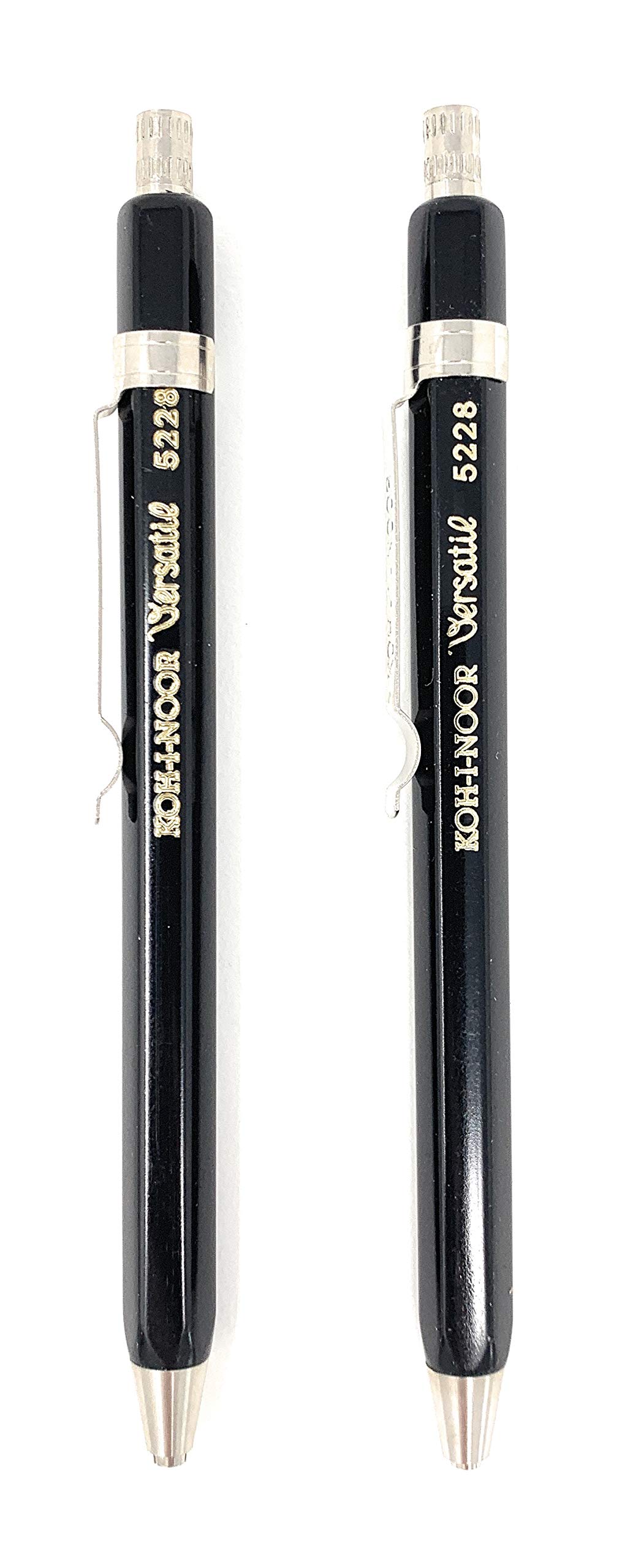 KOH-I-NOOR Versatil 5228 - Set of 2, Metal Mechanical Pencils with Sharpener, Lead 2mm - black