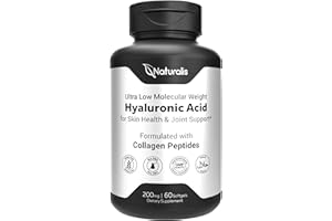 Naturalis Hyaluronic Acid 200mg, 10x Better Absorption Ultra Low Molecular Weight with Collagen, Biotin, Selenium & Vitamin E | Hair, Skin, Nails & Joint Supplements | 60 Softgels