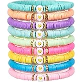 JIASHUYEYE Preppy Bracelets for Teen Girls - Stackable Boho Surfer Friendship Bracelets Set for Little Girls & Women