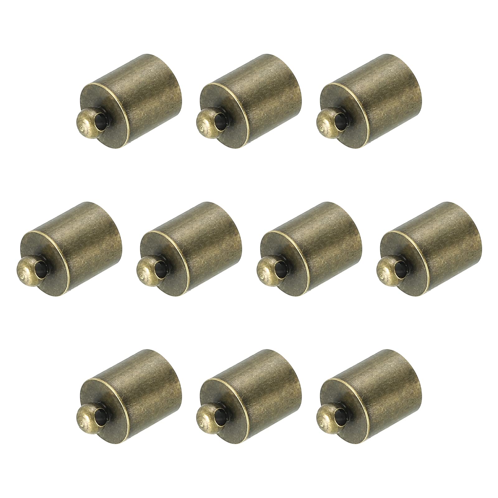 PATIKIL 50Pcs Cord End Caps, 7.6mm End Cap Barrel Beads Kumihimo End Caps Brass for Leather Cord, Tassels, Jewelry Making 12mm Length Bronze
