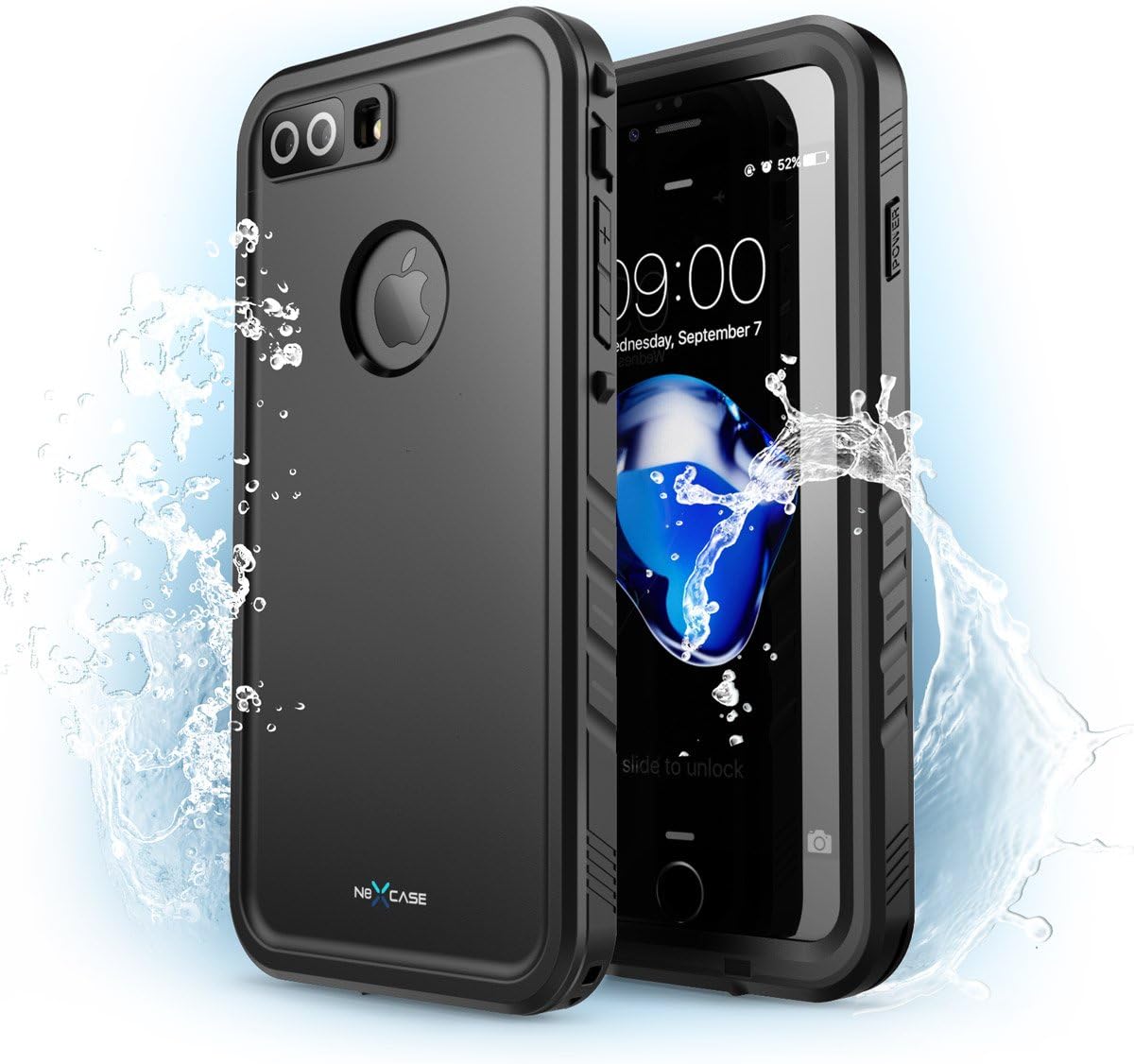 NexCase iPhone 7 Plus Case, Waterproof Full-body Rugged Case with Built-in Screen Protector Compatible with Apple iPhone 7 Plus (Pink) (Black)
