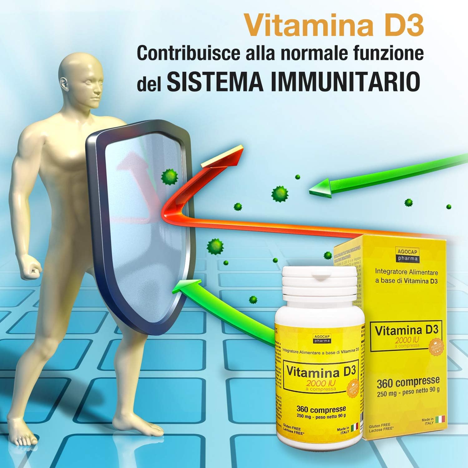 VITAMINA D3 integratore alto dosaggio 2000 UI 360 COMPRESSE – Prodotto in ITALIA VITAMINA D3 integratore alto dosaggio 2000 UI 360 COMPRESSE – Prodotto in ITALIA